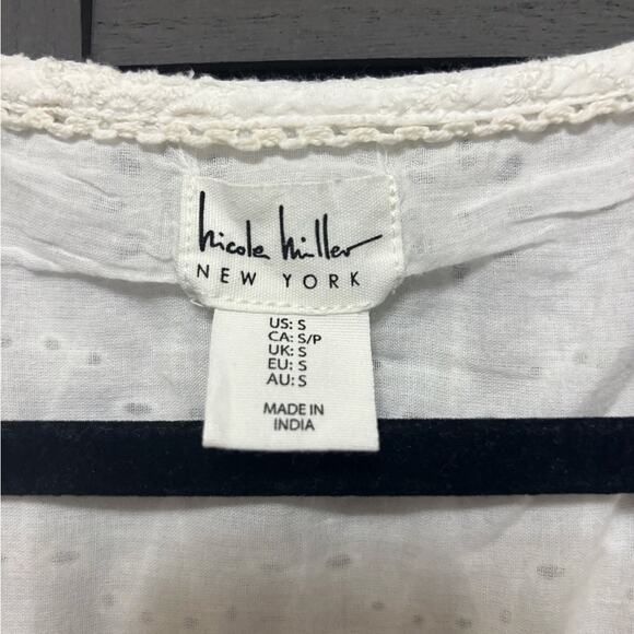 Nicole Miller White Eyelet Dress With Ruched Waist Size Small - Picture 2 of 3